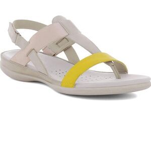 ECCO Cream, Yellow & Pink Flash Toe-Post Sandal. Size 8-8.5 (39) New With Tags!